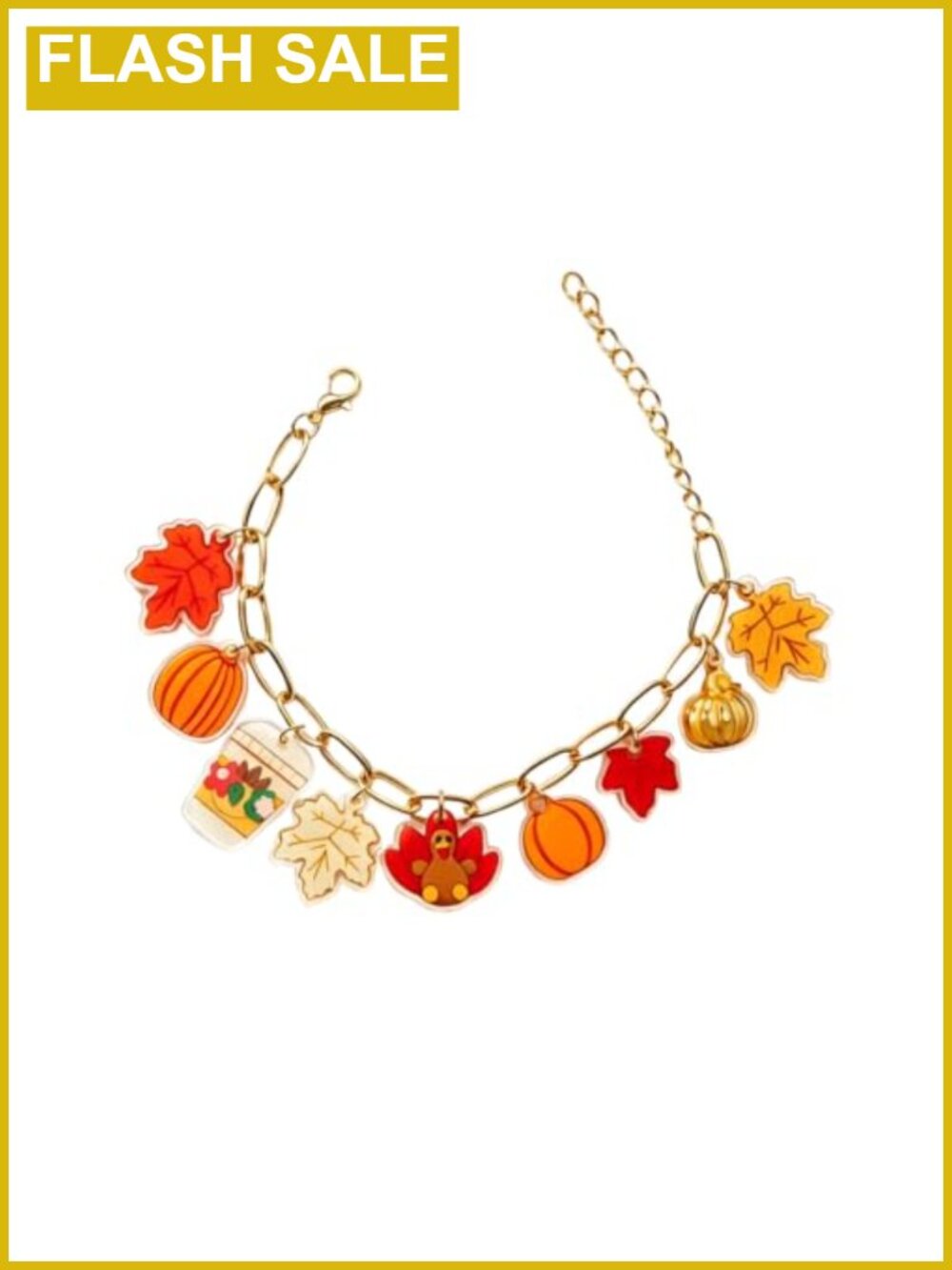 Acrylic Maple Leaf Charm Link Bracelet Adjustable Thanksgiving
